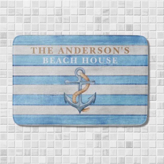Rustikales Family Beach House Schöne Streifen Badematte (Von Creator hochgeladen)