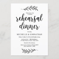 Rustikales Farm Black Script, Hochzeit Probe Dinne
