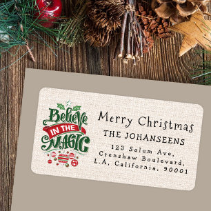 Rustikales Faux-Jute-Zauber-Weihnachten Adressaufkleber