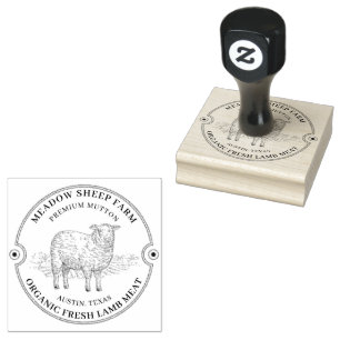 Rustikales Feld für Lamm-Logos Gummistempel