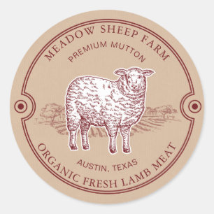 Rustikales Feld für Lamm-Logos Runder Aufkleber