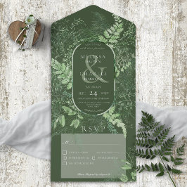 Rustikales Fern Green Foliage Emerald Dinner All In One Einladung