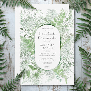 Rustikales Fern Green Foliage White Bridal Brunch Einladung