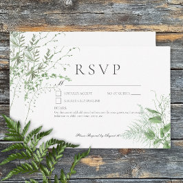 Rustikales Fern Green Folies Weiß Kein Abendessen RSVP Karte