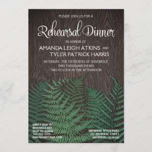 Rustikales Fern Wedding Probe Dinner Einladung