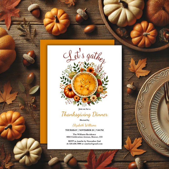 Rustikales Fest Lassen Sie uns Erntedank essen Einladung (Rustic Feast Let's Gather Thanksgiving Dinner Invitation)