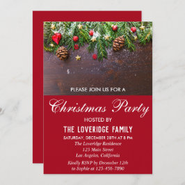 Rustikales festliches Rotes Party Einladung