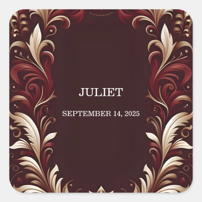 Rustikales Fiesta Rustic Bold Spanisches Brautpart Quadratischer Aufkleber (Vorderseite)