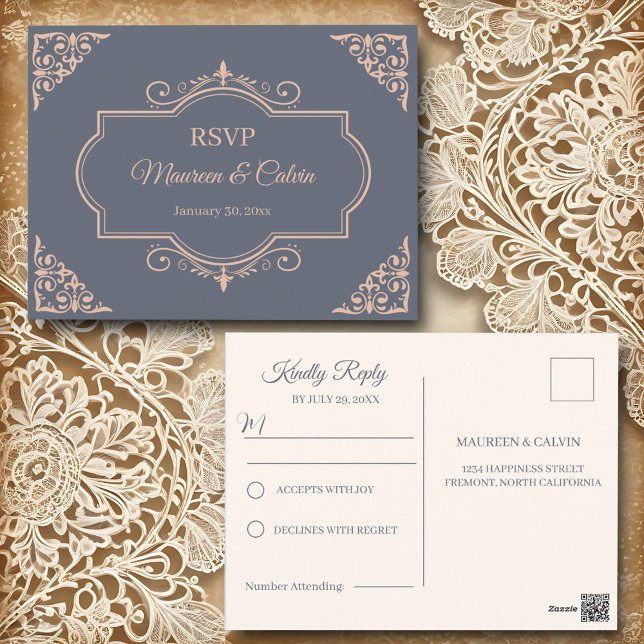 Rustikales Filigree, Hochzeit RSVP Postkarte (Von Creator hochgeladen)