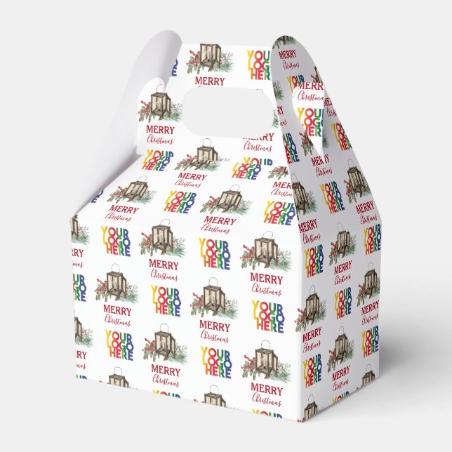 Rustikales Firmenlogo Weihnachten Geschenkschachtel (Vorderseite)