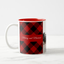 Rustikales Flannel Kariertes Weihnachtsfest Foto Zweifarbige Tasse