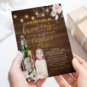 Rustikales Floral A Baby Girl ist das Brewing Baby Einladung