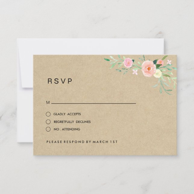 Rustikales Floral Boho Wedding RSVP (Vorderseite)