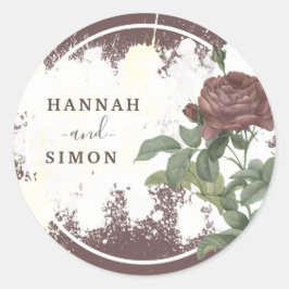 Rustikales floral Burgund Marsala Moderne Minimali Runder Aufkleber