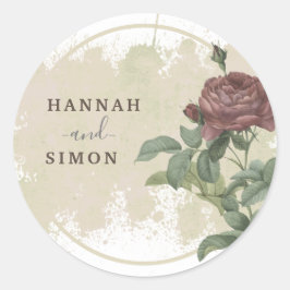 Rustikales floral Burgund Marsala Moderne Minimali Runder Aufkleber