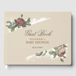 Rustikales floral Burgundy Marsala Moderne Babydus Gästebuch