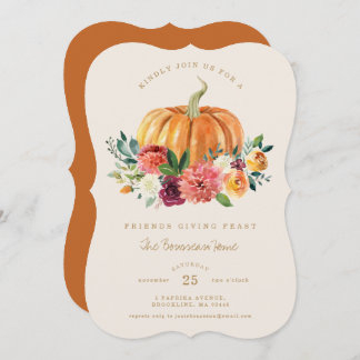 Rustikales floral Friendsgiving Dinner Einladung