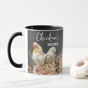 Rustikales Floral Watercolor Hühnermama Tasse