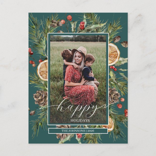 Rustikales florales 2 Foto Feiertagspostkarte (Vorderseite)