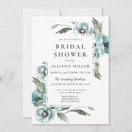 Rustikales, florales blaues Brautparty Einladung