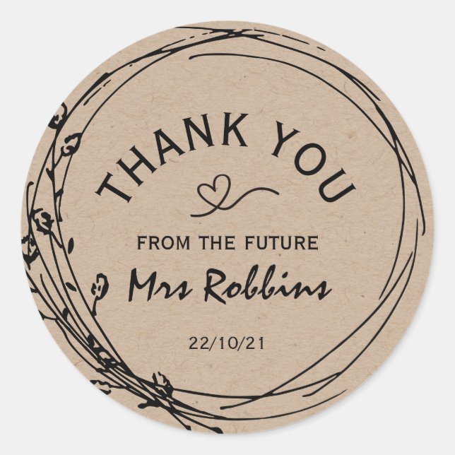 Rustikales florales Brautparty Vielen Dank für Ihr Runder Aufkleber (Vorderseite)