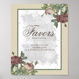 Rustikales florales Burgund Marsala Dusty Rose Fav Poster