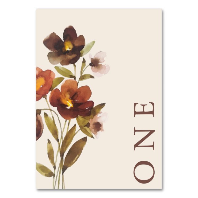 Rustikales florales Elegantes Highlight | Tabellen Tischnummer (Vorderseite)