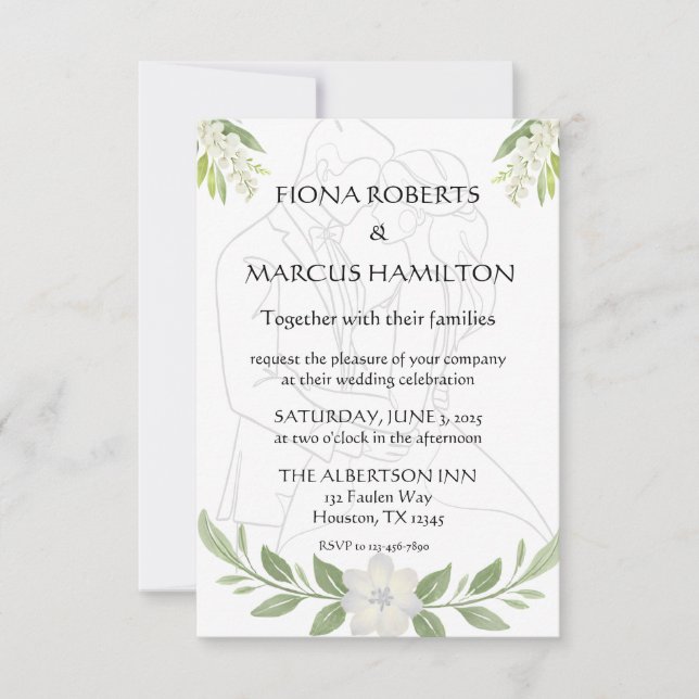 Rustikales florales und Minimalistisches Elegantes RSVP Karte (Vorderseite)