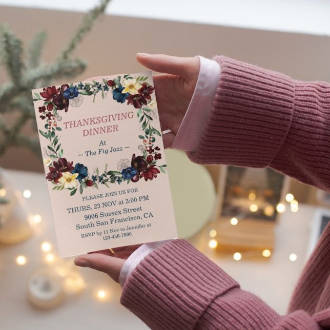 Rustikales Florals Erntedank Dinner Custom Einladung (Von Creator hochgeladen)