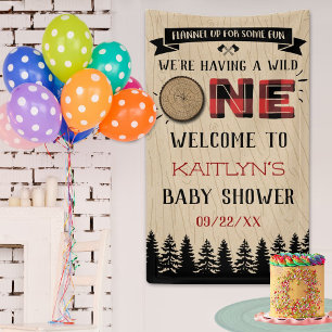 Rustikales Forest Buffalo Kariert Wild One Baby Du Banner