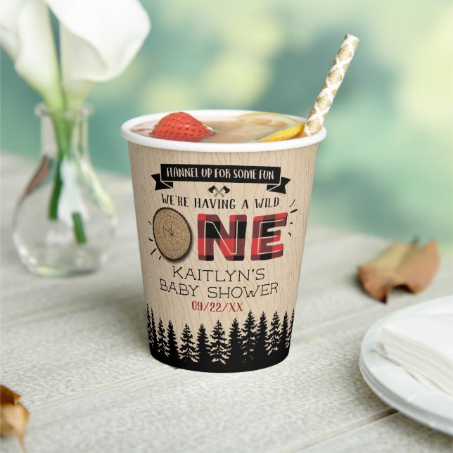 Rustikales Forest Buffalo Kariert Wild One Baby Du Pappbecher (In Situ)