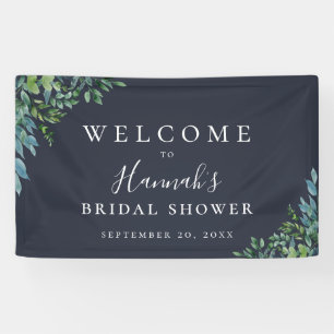 Rustikales Forest Foliage Navy Blue Party Banner