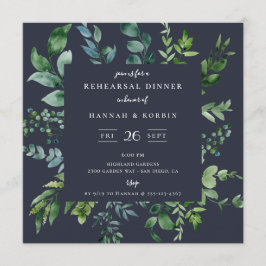 Rustikales Forest Foliage Navy Blue Probe Dinner Einladung