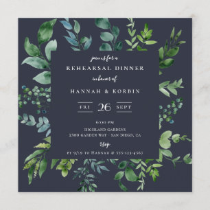 Rustikales Forest Foliage Navy Blue Probe Dinner Einladung