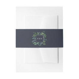Rustikales Forest Foliage Navy Blue Wedding Einladungsbanderole