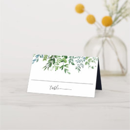 Rustikales Forest Foliage Navy Blue Wedding Platzkarte