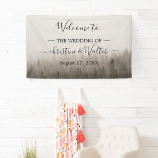 Rustikales Forest Misty Landscape Wedding Party Ba Banner