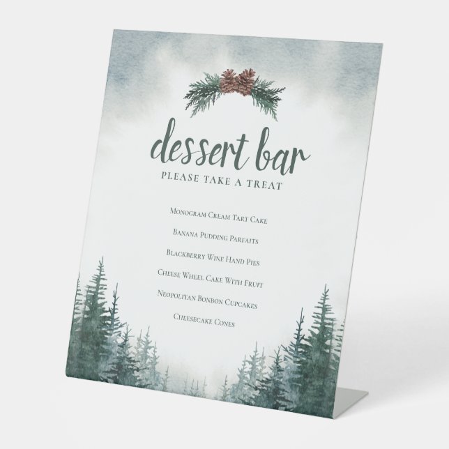 Rustikales Forest Wedding Dessert Bar Pedestal Zei Sockelschild (Vorderseite)