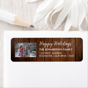Rustikales Foto aus Holz Happy Holidays