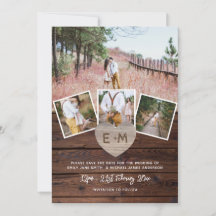 Rustikales FOTO aus Holz mit Gravur SAVE THE DATE