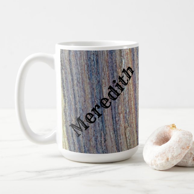 Rustikales Foto aus Holzkörnern Kaffeetasse (Mit Donut)