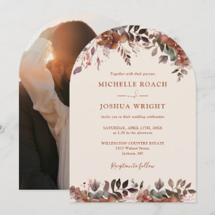 Rustikales Foto Blumenarven Hochzeit im Herbst Her Einladung