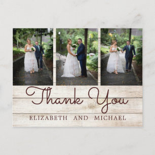 Rustikales Foto Chic Moderne Hochzeit Danke Postkarte