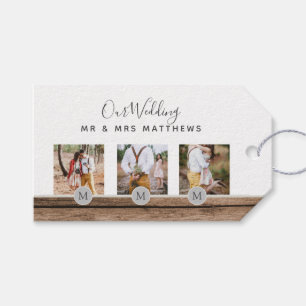 Rustikales Foto Collage Monogram NEWLYWEDS WEDS Geschenkanhänger