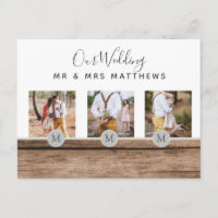 Rustikales Foto Collage Monogram NEWLYWEDS WEDS