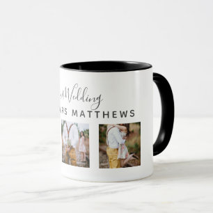 Rustikales Foto Collage Monogram NEWLYWEDS WEDS Tasse