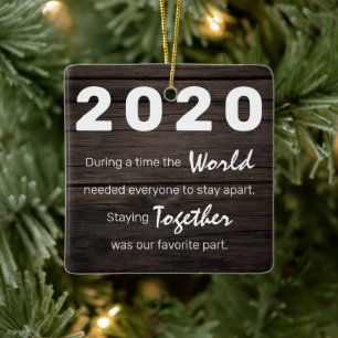 Rustikales Foto Covid Erinnerung Weihnachtsbaum Keramikornament