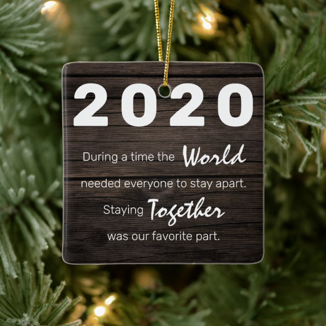 Rustikales Foto Covid Erinnerung Weihnachtsbaum Keramikornament (Baum)