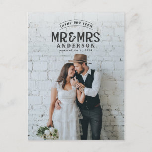 Rustikales Foto danke Ihnen Hochzeitsankündigung Ankündigungspostkarte