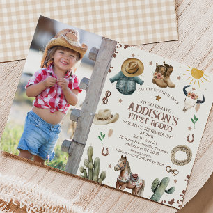 Rustikales Foto Erster Rodeo Wild West 1. Geburtst Einladung